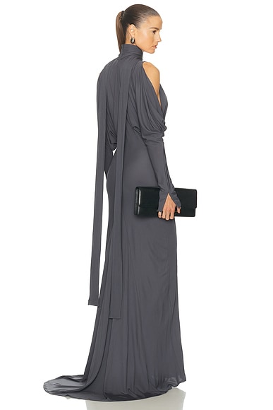 Francesco Murano Cold Shoulder Maxi Dress in Grey