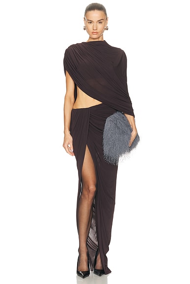 Sheer Draped Maxi Dress