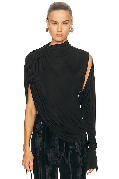 High Neck Draped Blouse