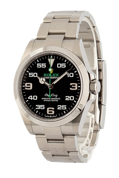 Shop Rolex X Bob's Watches  Air-king 126900 In Stainless Steel & Black
