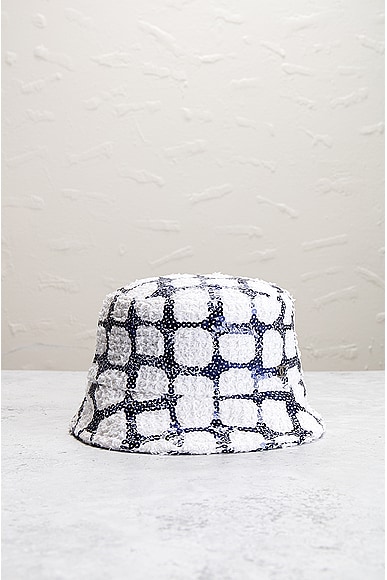 Pre-owned Chanel Coco Sequined Bucket Hat In Black & White