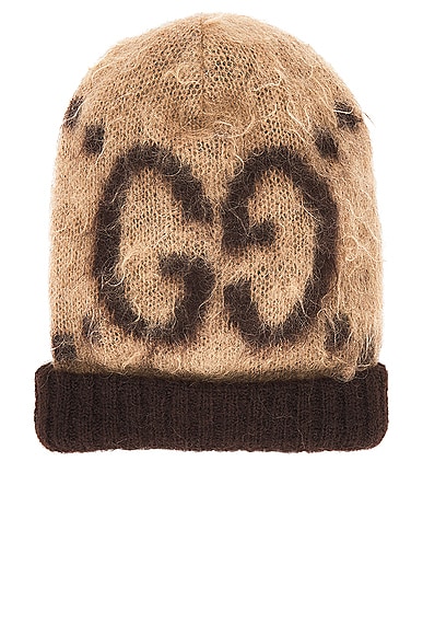 FWRD Renew Gucci GG Mohair Wool Hat in Beige