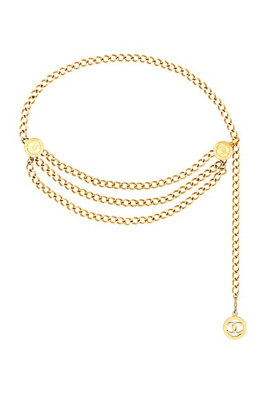 FWRD Renew Chanel Triple Chain Belt in Gold