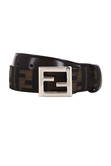 FWRD Renew Fendi Zucca Canvas Belt in Brown FWRD