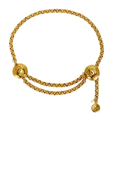 FWRD Renew Chanel Coco Mark Chain Belt in Gold