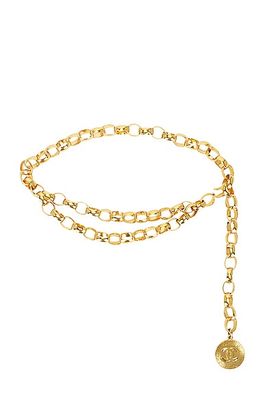 Sunburst Double Chain Belt in Metallic Gold