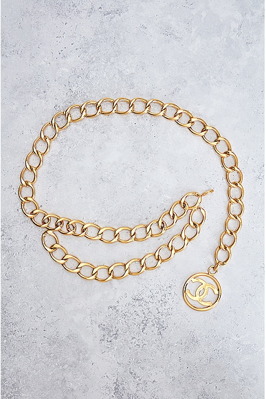 Pre-owned Chanel Big Coco Mark Chain Belt In Gold