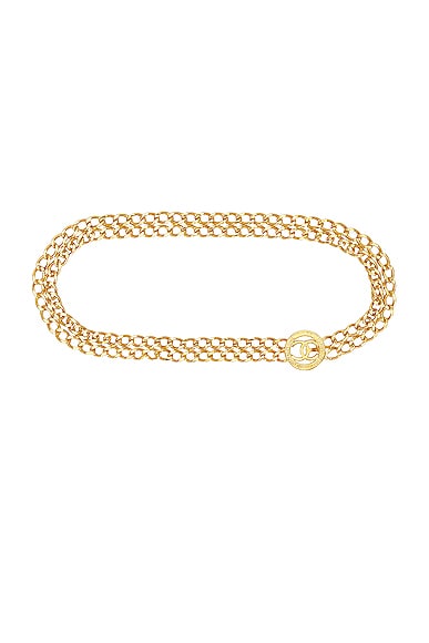 FWRD Renew Chanel Coco Chain Belt in Gold