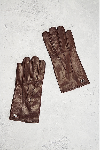 Shop Fendi Sheepskin Gloves In Dark Brown