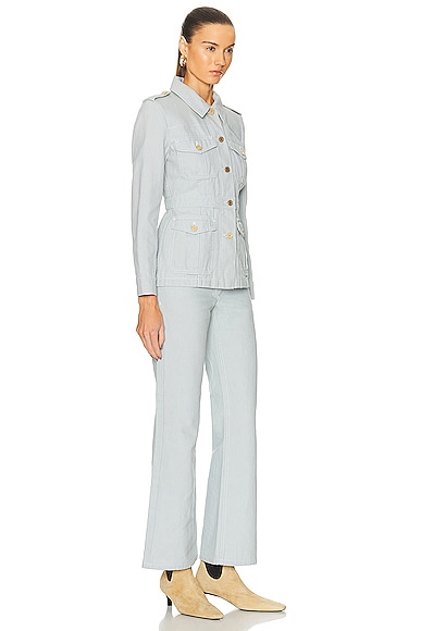 Shop Celine Jacket & Wide Leg Set In Light Grey