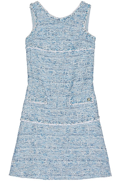 FWRD Renew Chanel Tweed Dress in Blue
