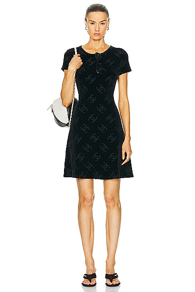 FWRD Renew Chanel Velour Dress in Black