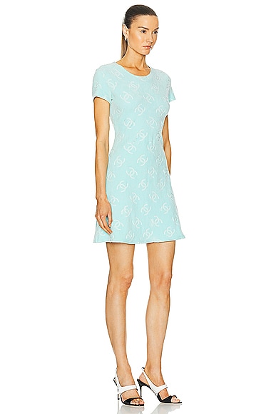 Pre-owned Chanel Velour Dress In Baby Blue