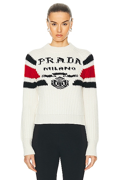 Shop Prada Cashmere Sweater In White