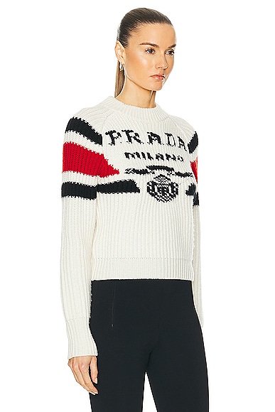 Shop Prada Cashmere Sweater In White