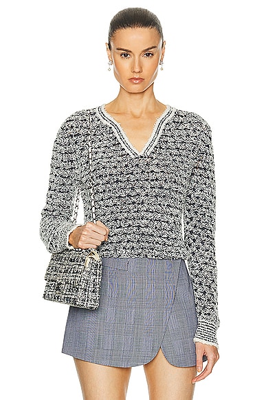 FWRD Renew Chanel Cotton Knit Sweater in Grey