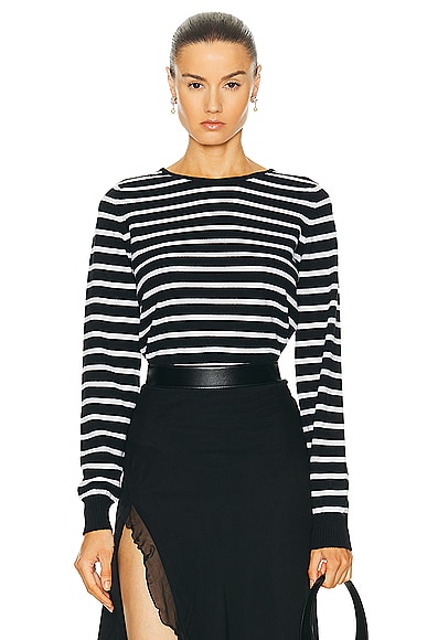FWRD Renew Chanel Striped Sweater in Black & White