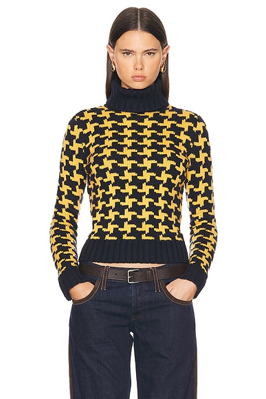 FWRD Renew Celine Knit Turtleneck Sweater in Yellow