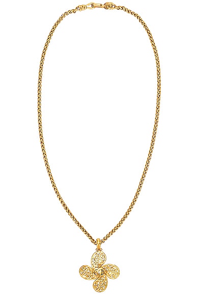 FWRD Renew Chanel Coco Mark Necklace in Gold