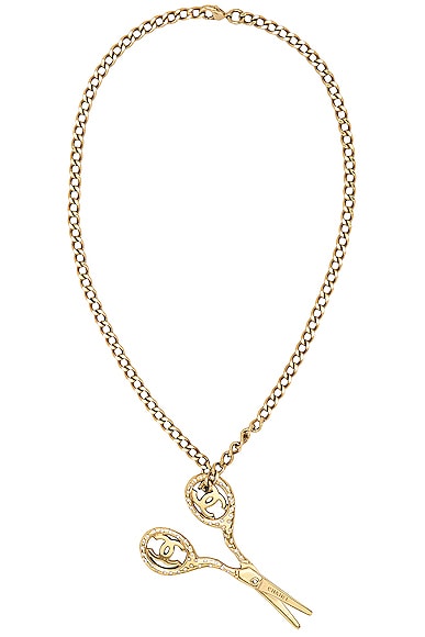 FWRD Renew Chanel Scissor Necklace in Gold