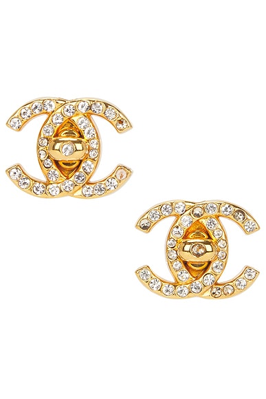 Chanel 1996 CC Rhinestone Clip-On Earrings