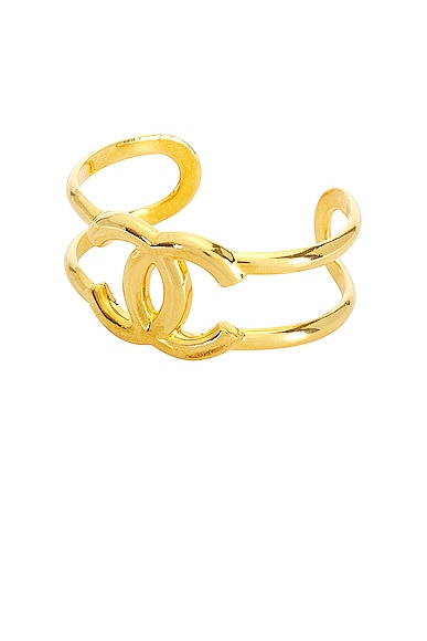 FWRD Renew Chanel Coco Mark Gold Bangle in Gold