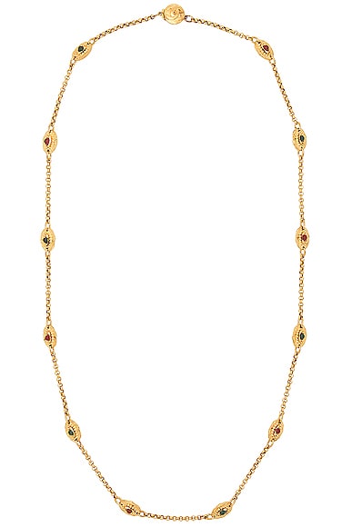 FWRD Renew Chanel Stone Long Chain Necklace in Gold