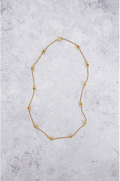 Pre-owned Chanel Stone Long Chain Necklace In Gold