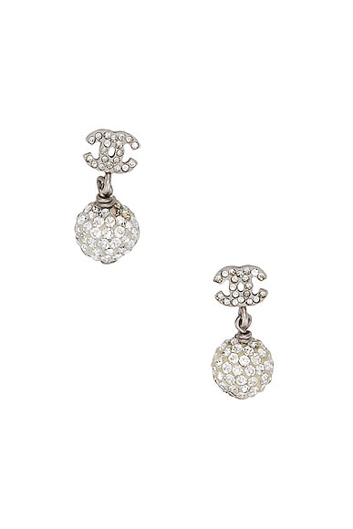 FWRD Renew Chanel CC Stone Earrings in Silver