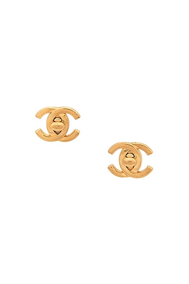 Chanel Coco Mark Turnlock Clip On Earrings