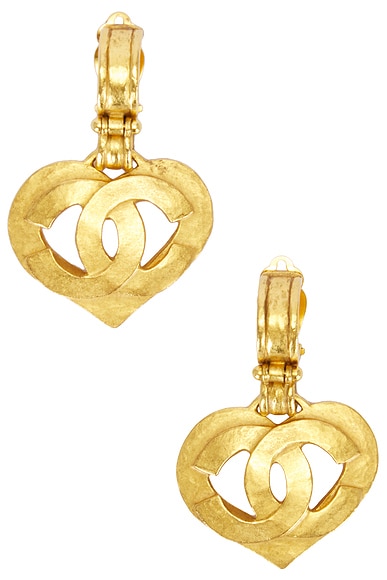 Chanel CC Heart Clip-On Earrings