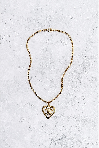 Pre-owned Chanel Coco Mark Heart Necklace In Gold