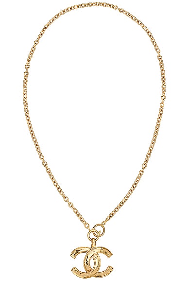 FWRD Renew Chanel Coco Mark Necklace in Light Gold