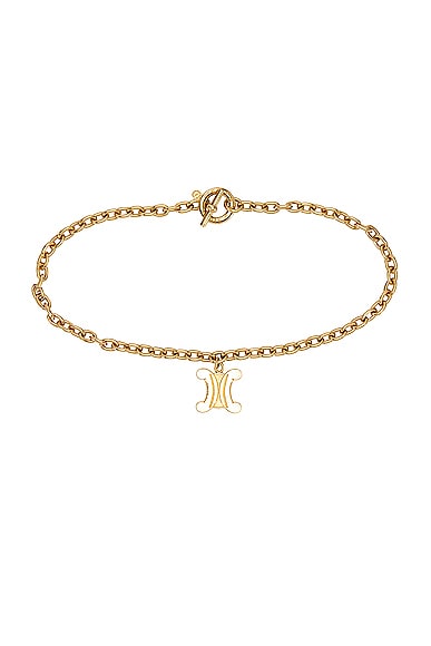Triomphe Logo Chain Necklace in Metallic Gold