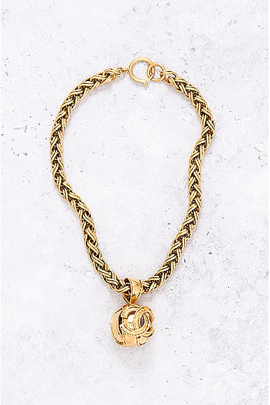 Pre-owned Chanel Coco Mark Chain Necklace In Gold