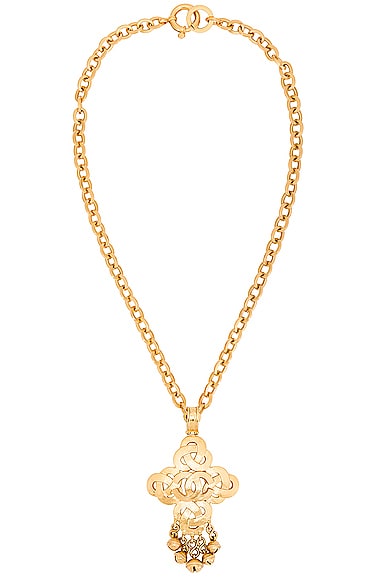 FWRD Renew Chanel Coco Mark Necklace in Gold