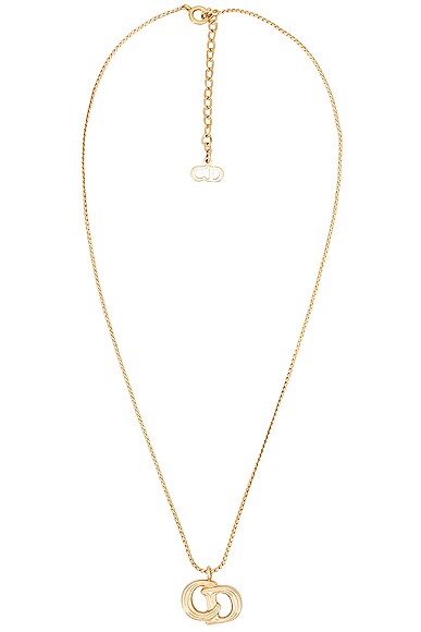 FWRD Renew Dior CD Pendant Necklace in Gold