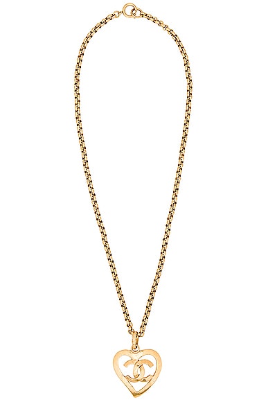 FWRD Renew Chanel 1995 Coco Mark Heart Necklace in Gold