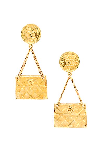 Chanel Quilted Bag Motif Earrings
