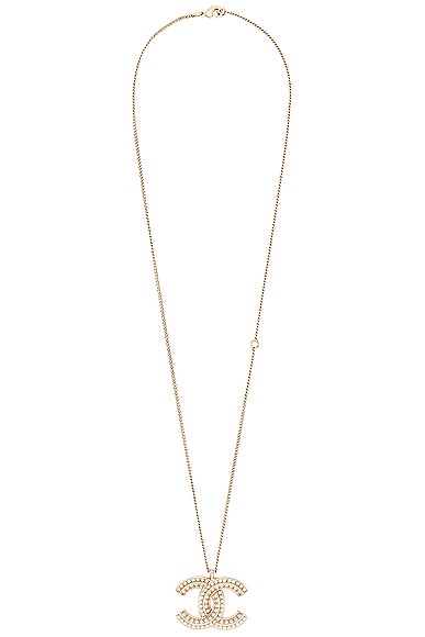FWRD Renew Chanel Coco Mark Pendant Necklace in Light Gold