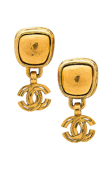 FWRD Renew Chanel Coco Mark Earrings in Gold