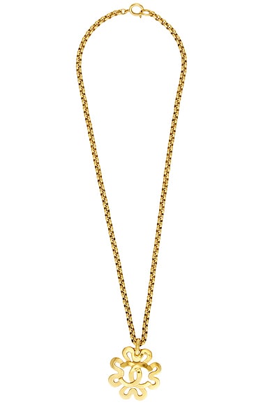 Pre-owned Chanel Coco Mark Pendant Necklace In Gold
