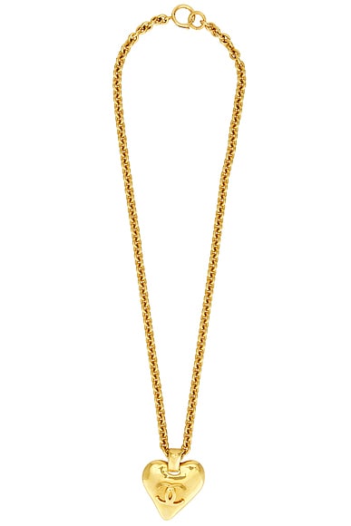 Pre-owned Chanel Coco Mark Heart Necklace In Gold