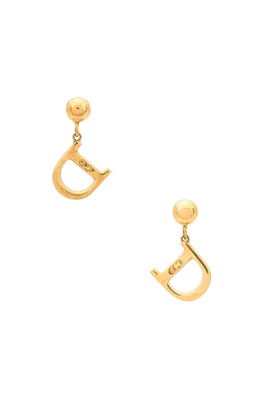 FWRD Renew Dior Logo Swing Earrings in Gold
