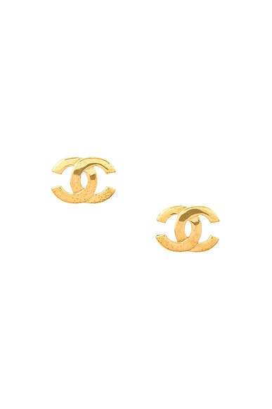 FWRD Renew Chanel Coco Mark Earrings in Gold