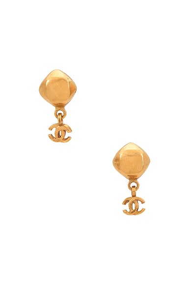 FWRD Renew Chanel Coco Mark Swing Earrings in Gold