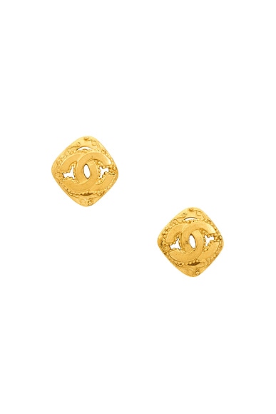 Chanel 1996 CC Diamond Clip-On Earrings