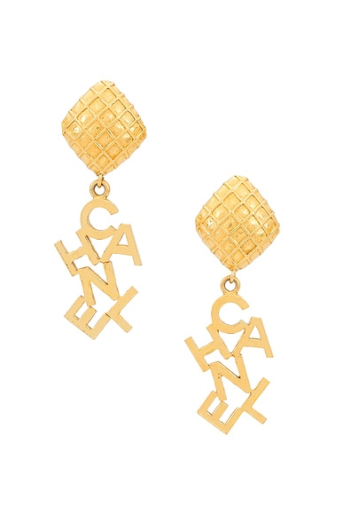FWRD Renew Chanel Logo Earrings in Gold