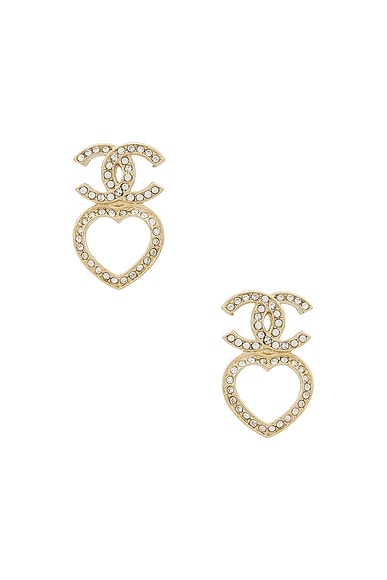 Chanel Coco Mark Heart Rhinestone Earrings