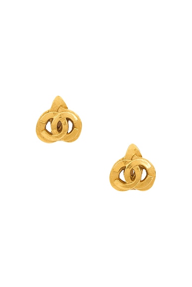 Chanel Coco Mark Plated Earrings